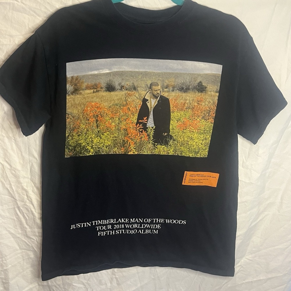 Justin Timberlake Man of the Woods Tour T-Shirt 2018 Black Graphic Merch Sz‎ M